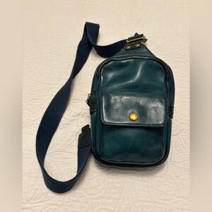 Teal Green Leather Sling Bag